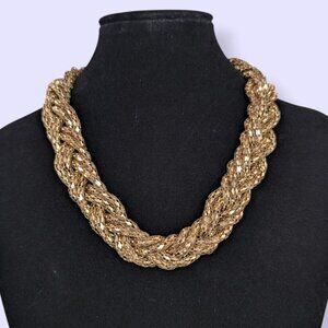 (2/$20) Braided Gold Tone Mesh Chain Necklace